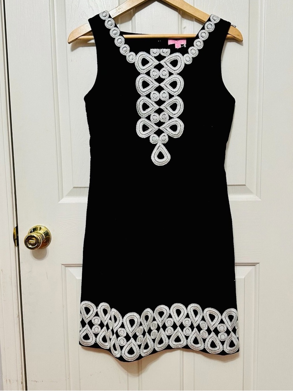 Lilly Pulitzer Black Mini Dress with White Loop Embroidery